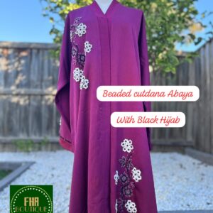 AAppliqué Beaded Abaya with Black Hijab