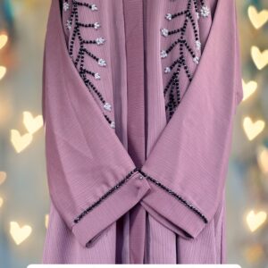 BURNISHED OPEN ABAYA - BLUSHED PINK